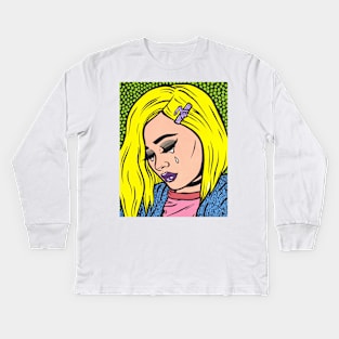 Blonde Grunge Sad Girl Kids Long Sleeve T-Shirt